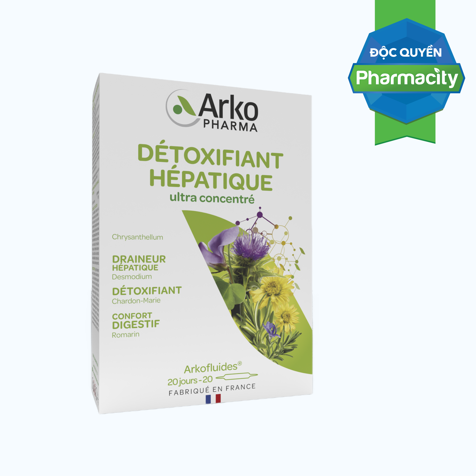 TPBVSK ARKOPHARMA Detoxifiant Hepatique Giúp Giải Độc Gan, Hỗ Trợ Tiêu Hoá (Hộp 20 ống)