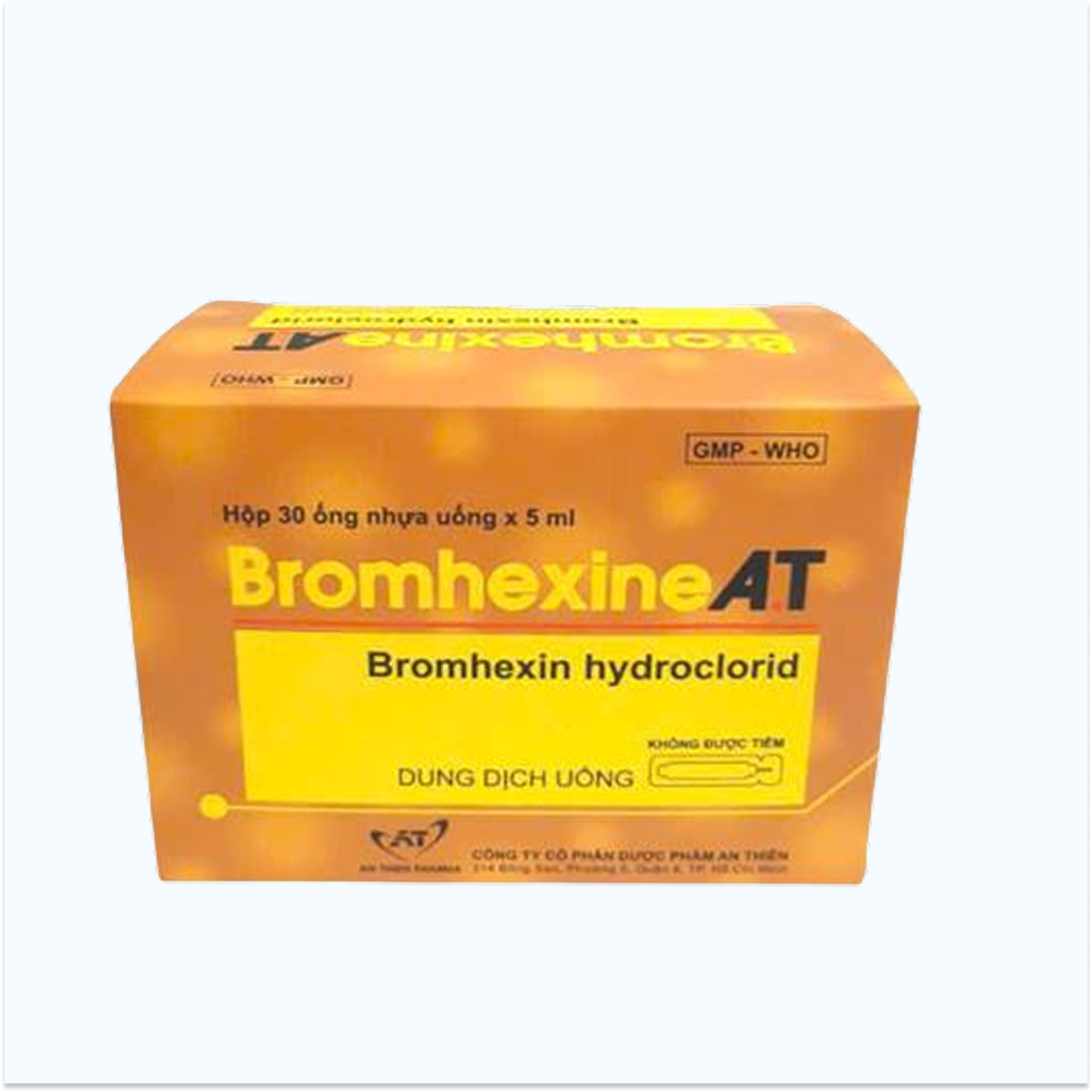 Dung dịch uống A.T Bromhexine 4mg/5ml điều trị loãng đờm (30 ống x 5 ml)