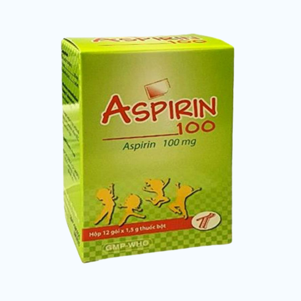 Thuốc Aspirin 100mg Trường Thọ hỗ trợ hạ sốt, giảm đau (Hộp 12 gói x 1.5g)
