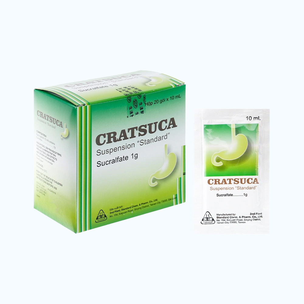 Cratsuca 1g điều trị viêm loét dạ dày, tá tràng (Hộp 20 Gói 10ml)