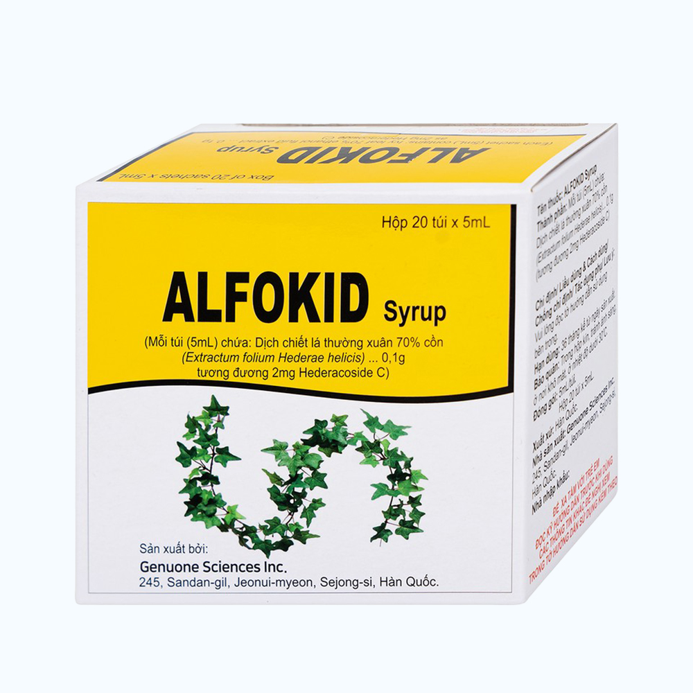 Thuốc Alfokid Syrup điều trị triệu chứng viêm phế quản mạn tính (Hộp 20 túi)