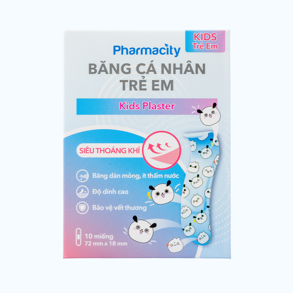 Băng cá nhân trẻ em Pharmacity bảo vệ vết thương hở (10 miếng/hộp)