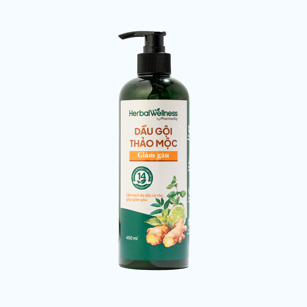 Dầu gội thảo mộc giảm gàu Herbal Wellness by Pharmacity (Chai 450ml)