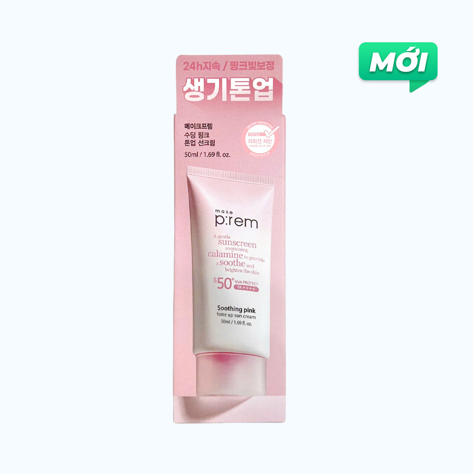 Kem Chống Nắng Make P:rem Soothing Pink vật lý dịu nhẹ, nâng tone 50ml/Tuýp