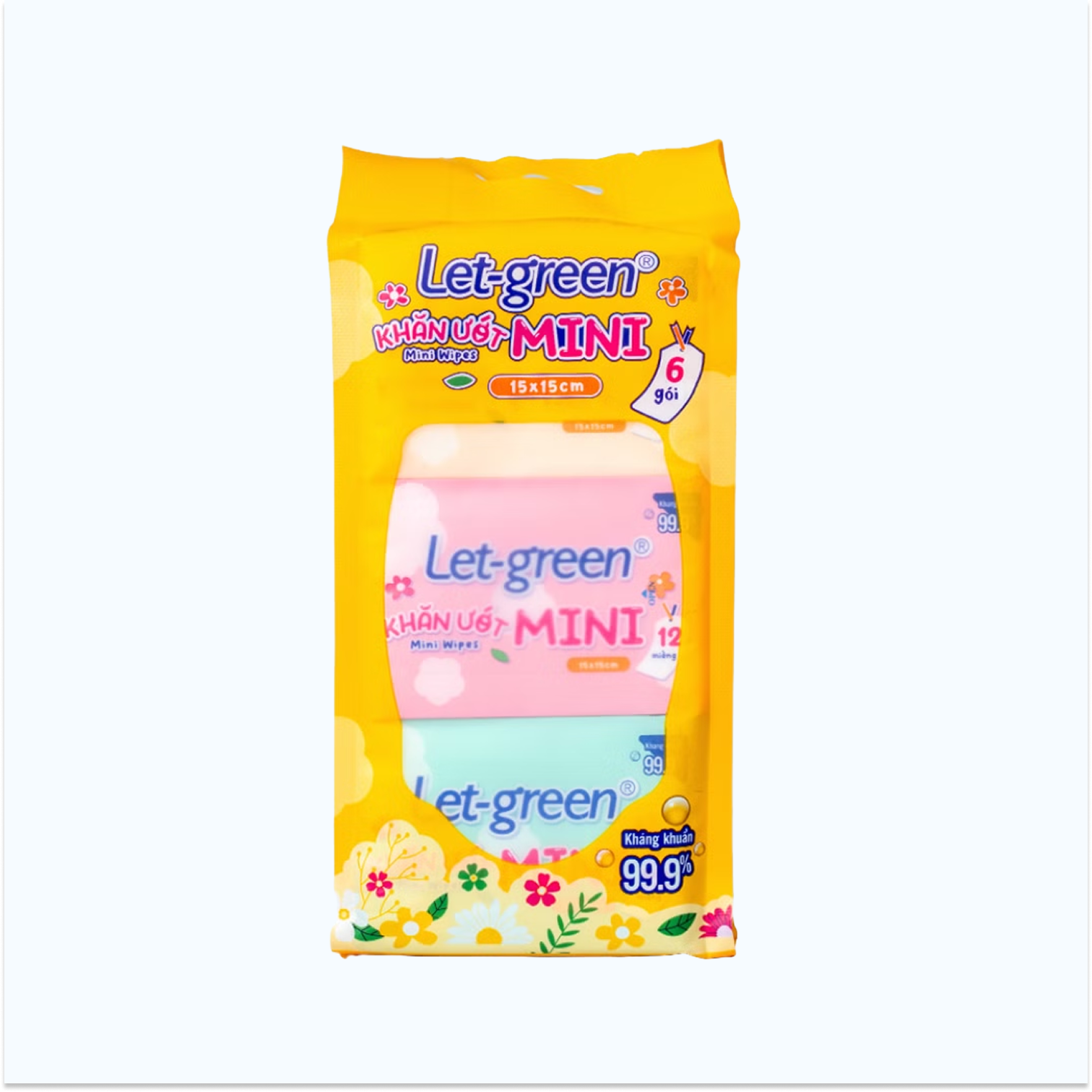 Khăn Uớt mini LET GREEN tiện lợi (Lốc 6 Gói x 12 miếng)