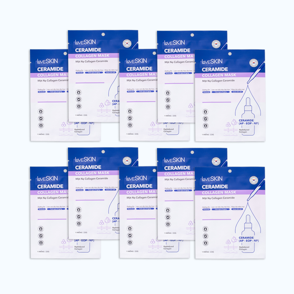 Bộ 10 miếng LoveSkin Mặt nạ Collagen Ceramide (23g)