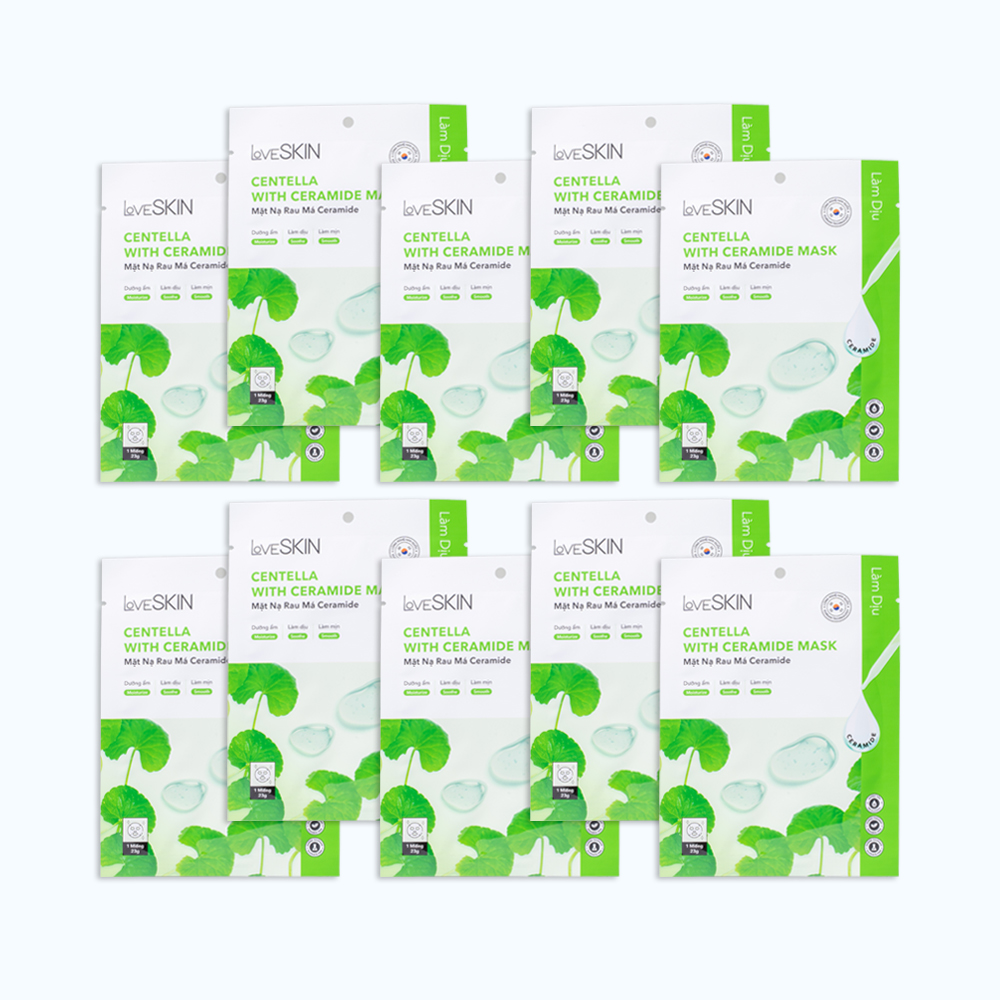 Combo 10 miếng LoveSkin Mặt nạ Rau Má Ceramide (23g)