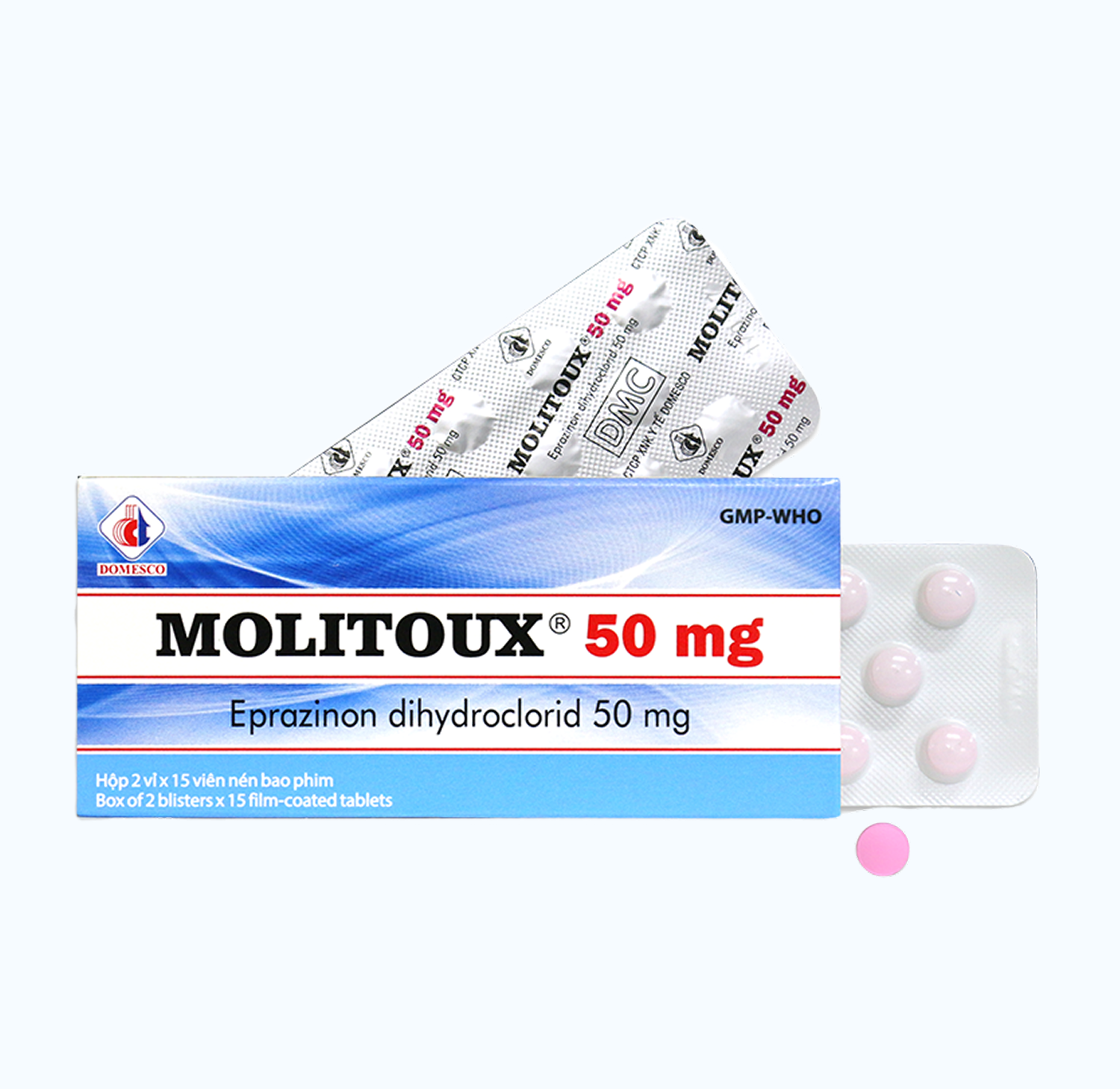 Molitoux 50mg giúp tiêu nhầy, loãng đàm, giảm ho (2 vỉ x 15 viên)