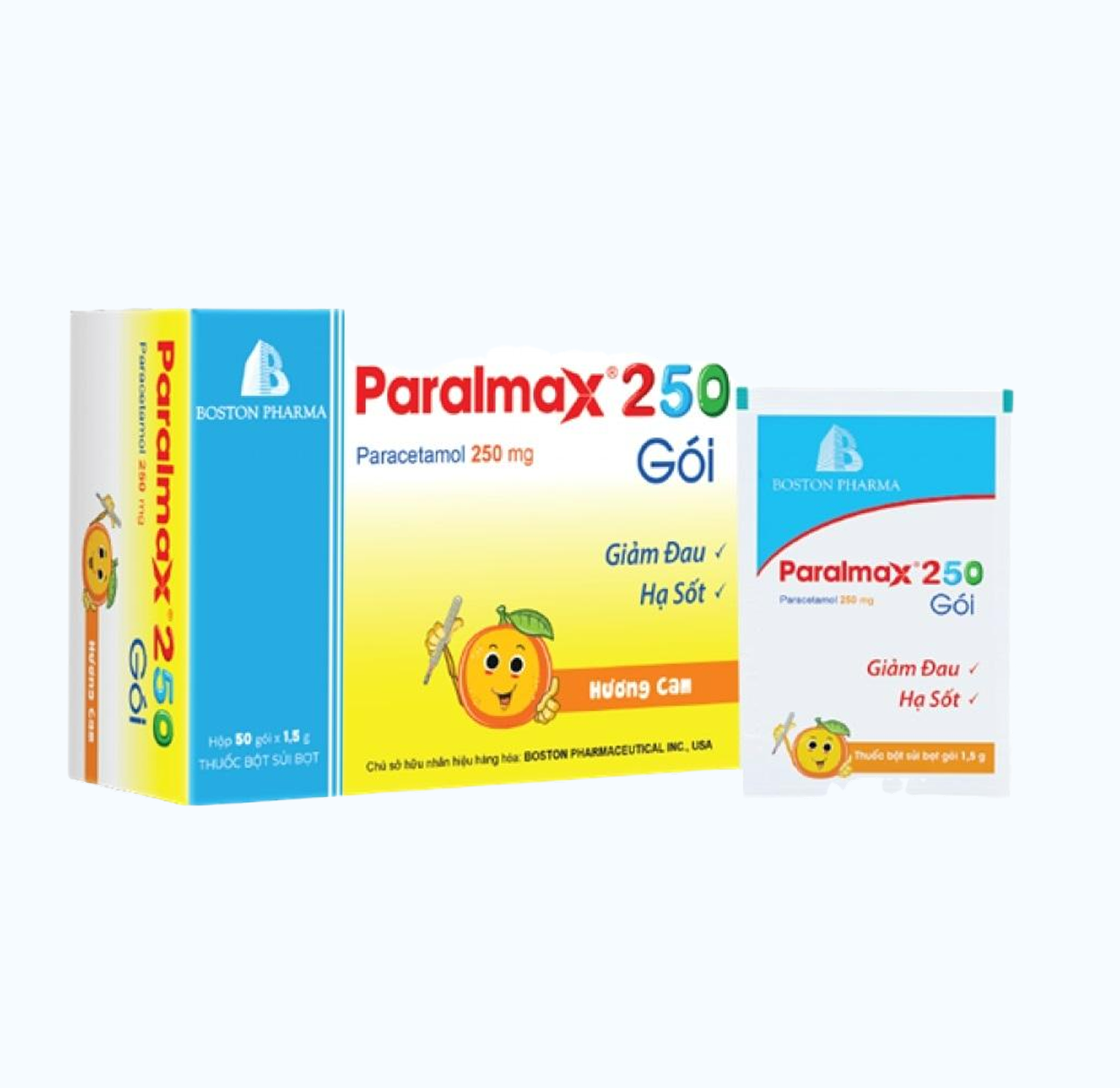 Bột sủi bọt Effer- Paralmax 250mg điều trị các chứng đau/sốt từ nhẹ đến vừa ở trẻ em (hộp 30 gói)