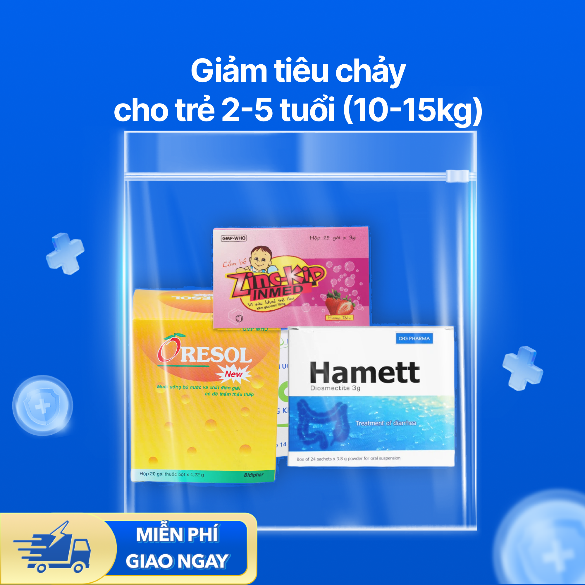 Nhóm sản phẩm giảm tiêu chảy cho trẻ 2-5 tuổi (Cân nặng 10-15kg)