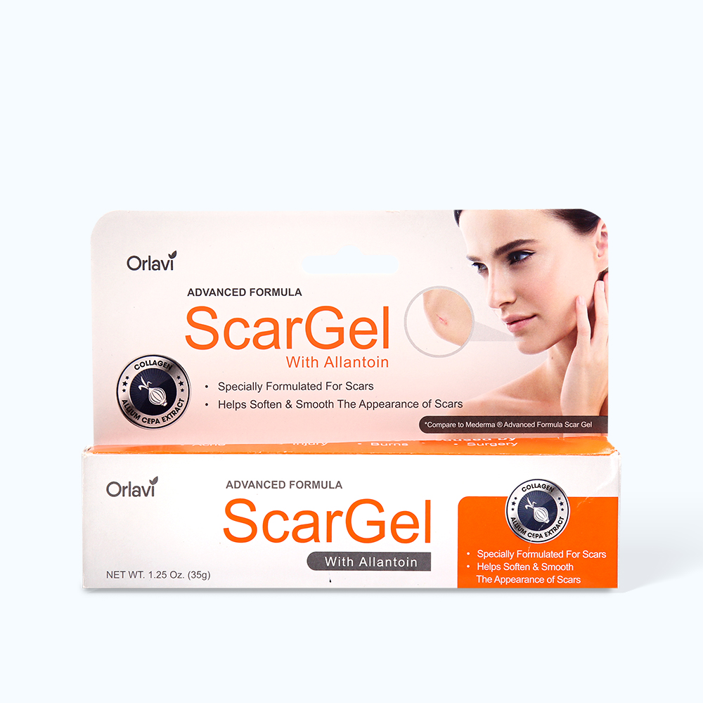 Gel ORLAVI Scar Gel hỗ trợ làm mờ sẹo thâm (Tuýp 35g)