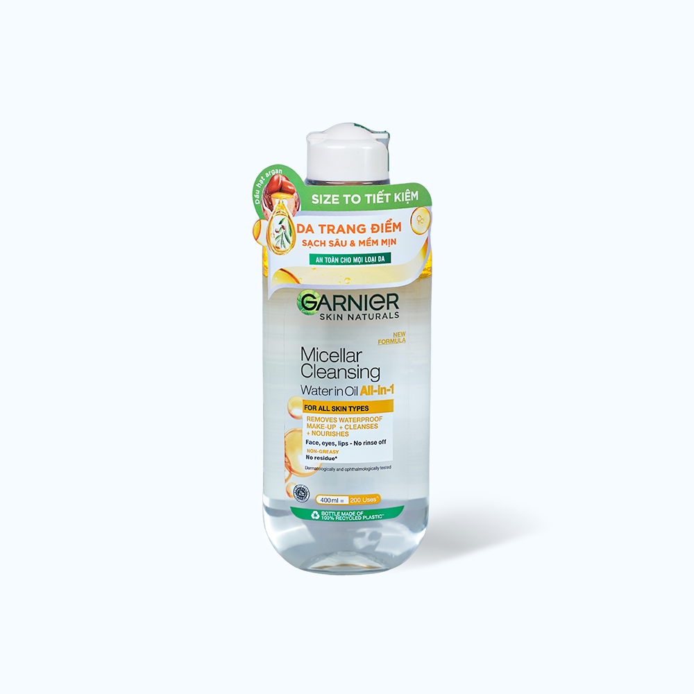 Nước tẩy trang GARNIER Micellar Oil-Infused làm sạch sâu