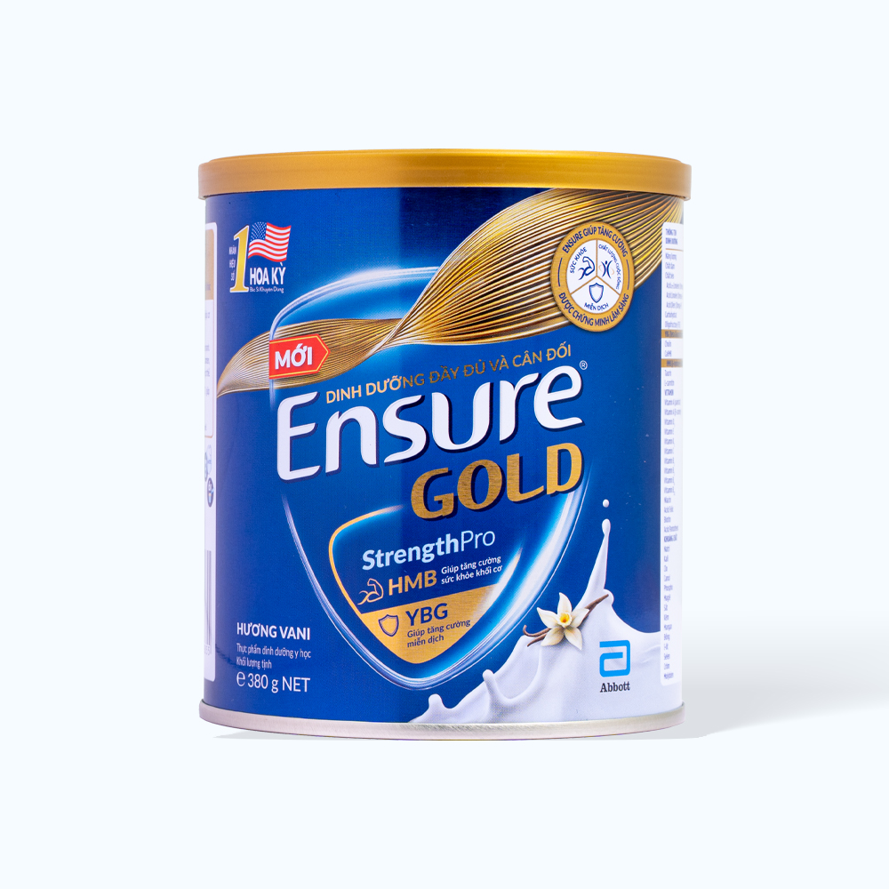 Sữa bột ENSURE GOLD hương vani tăng cường sức khỏe và hệ miễn dịch (Lon 380g)
