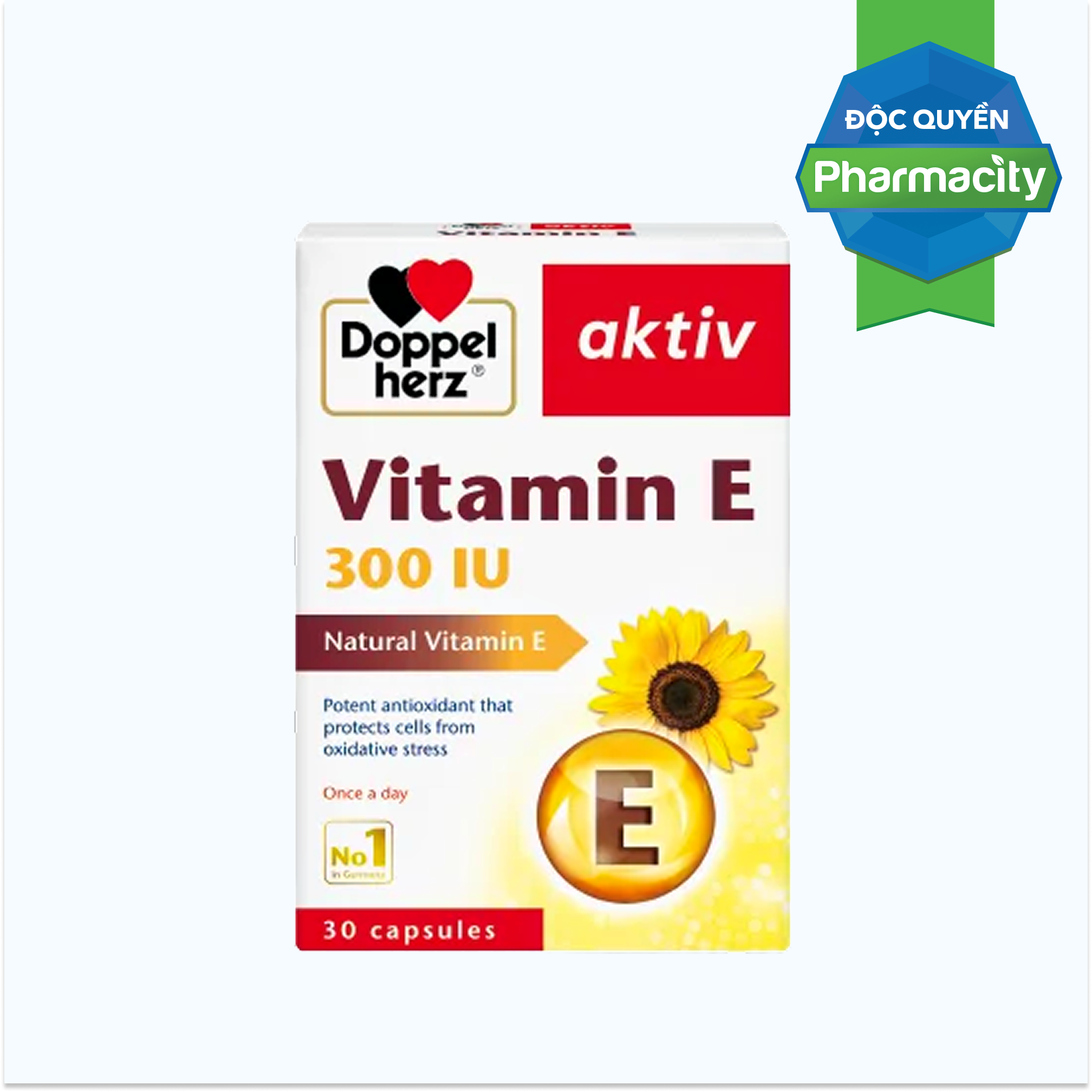 DOPPELHERZ Vitamin E 300IU Hỗ Trợ Cải Thiện Làn Da Hộp 30 viên