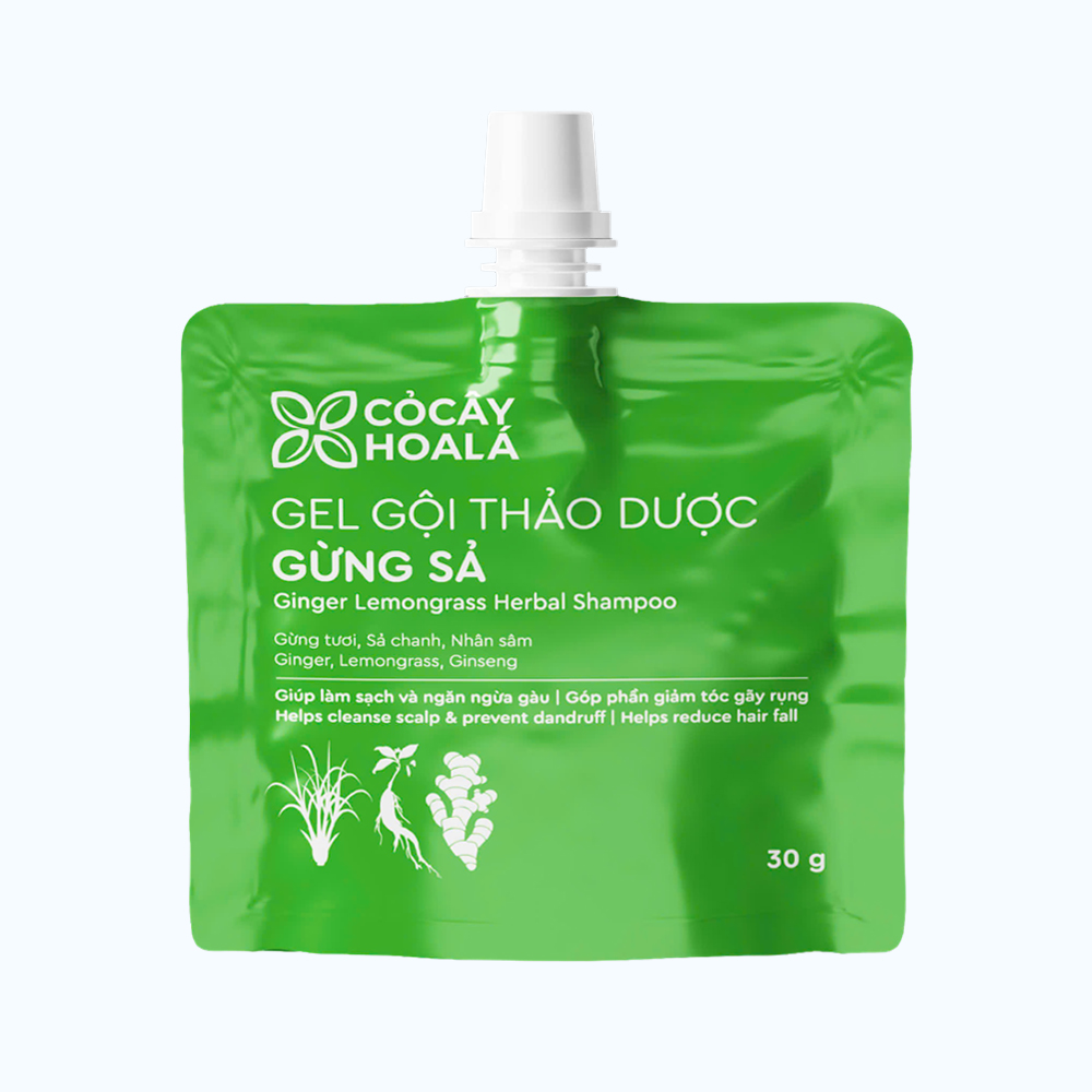 Gel gội thảo dược gừng sả Cỏ Cây Hoa Lá giảm bết tóc (túi 30g)