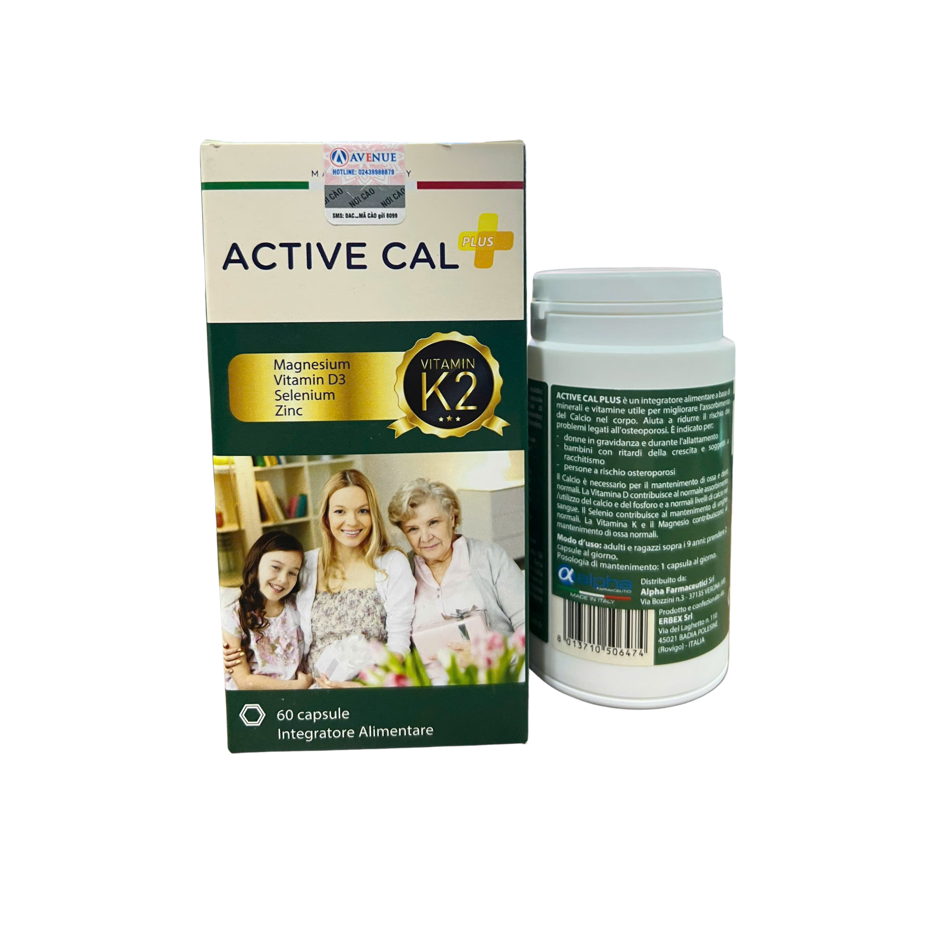 TPBVSK Active Cal Plus Bổ Sung D3, K2, Mg Hỗ Trợ Giảm Nguy Cơ Loãng Xương (Hộp 60 viên)