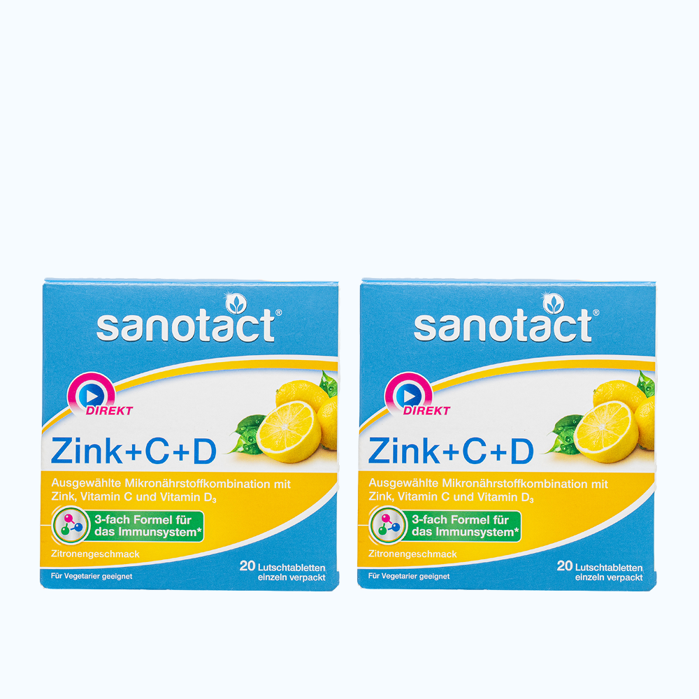 Combo 2 SANOTACT ZINK + C + D LUTSCHTABLETTEN Hỗ Trợ Tăng Sức Đề Kháng (Hộp 20 viên)