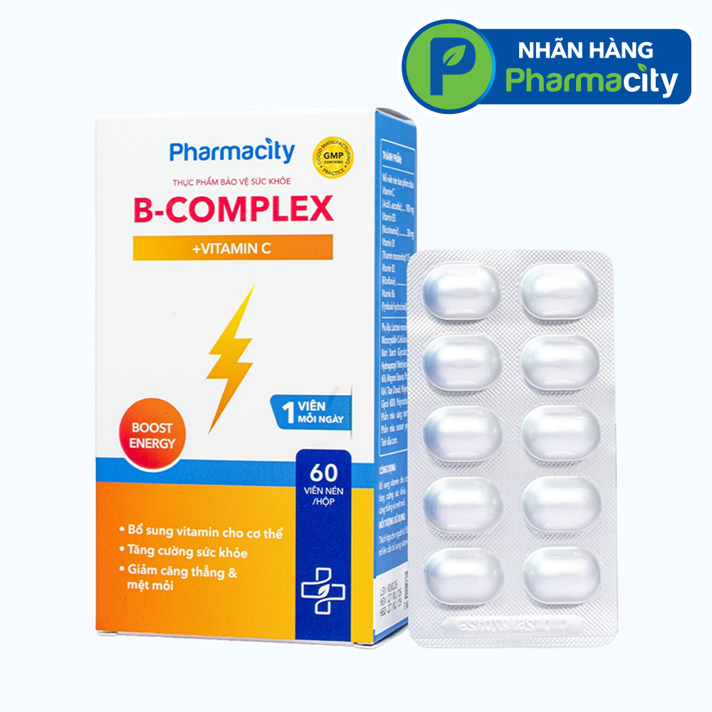 Viên uống Pharmacity B-Complex + Vitamin C bổ sung vitamin, tăng cường sức khỏe (Hộp 60 viên)