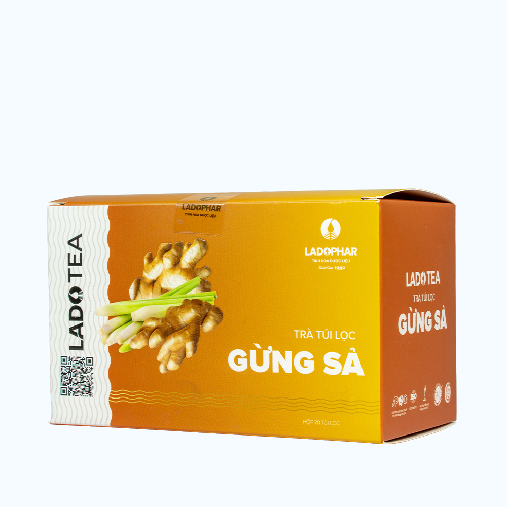 Lado Tea LADOPHAR Lado Tea Trà Túi Lọc Gừng Sả (Hộp 20 túi lọc x 2g)