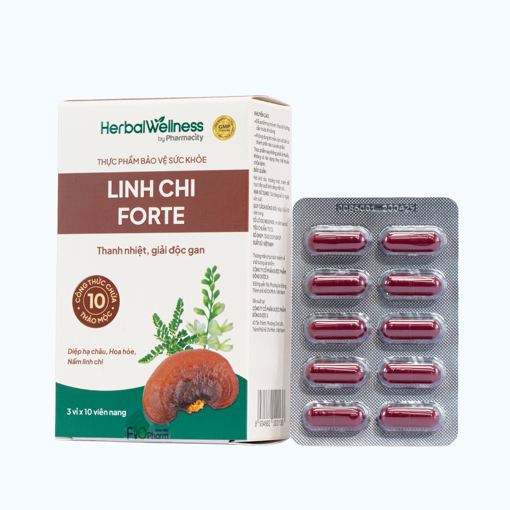 Viên uống Herbal Wellness Linh Chi Forte hỗ trợ thanh nhiệt, tăng cường chức năng gan (Hộp 30 viên)