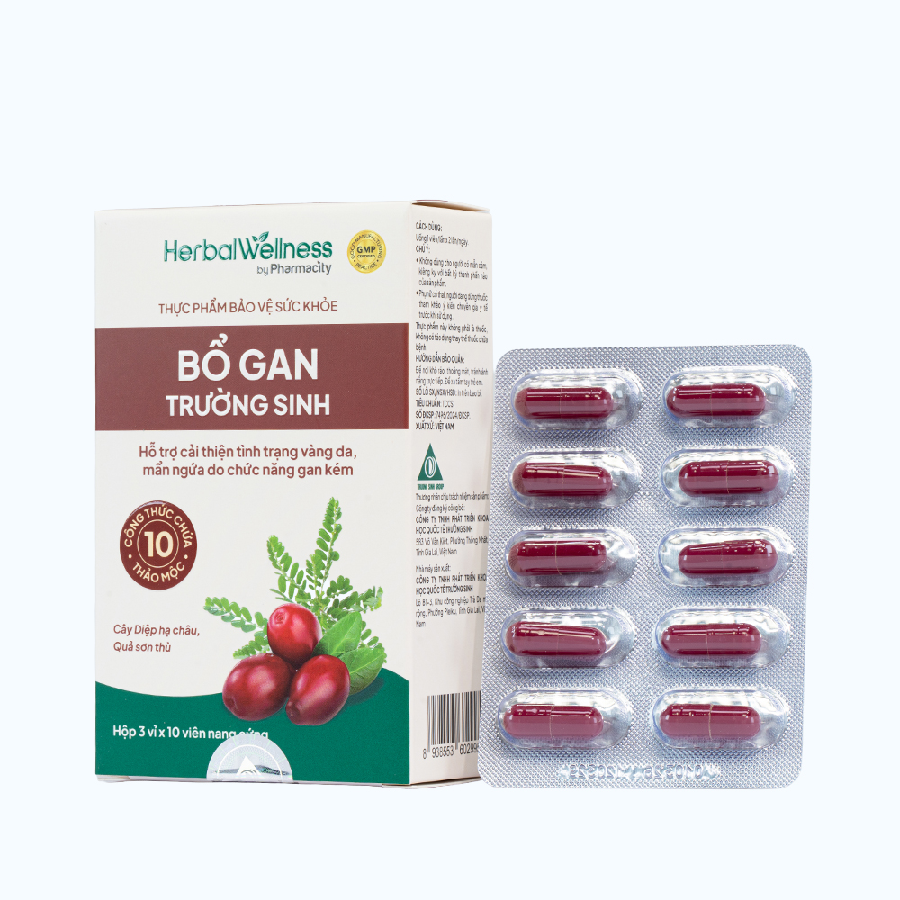 Viên uống Herbal Wellness Bổ Gan Trường Sinh hỗ trợ cải thiện chức năng gan (Hộp 30 viên)