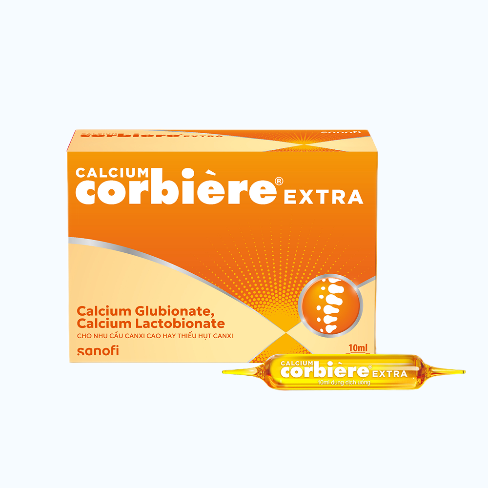 Dung dịch ống uống Calcium Corbiere Extra bổ sung calci, ngừa loãng xương, còi xương (3 vỉ x 10 ống)