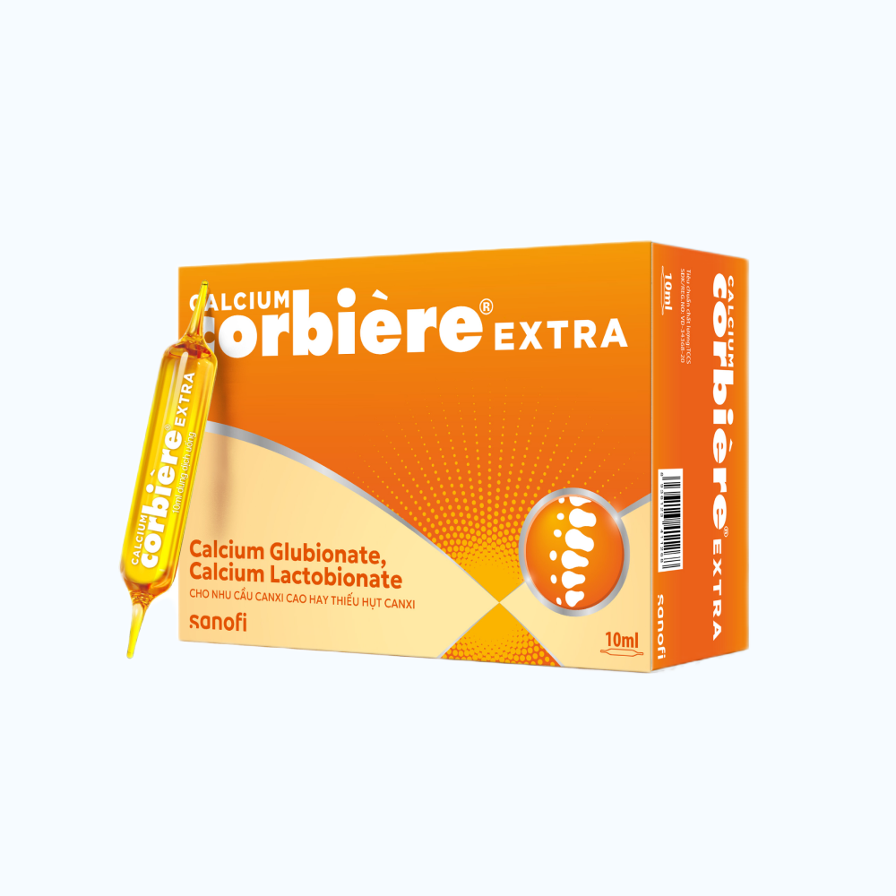 Dung dịch ống uống Calcium Corbiere Extra bổ sung calci, ngừa loãng xương, còi xương (3 vỉ x 10 ống)