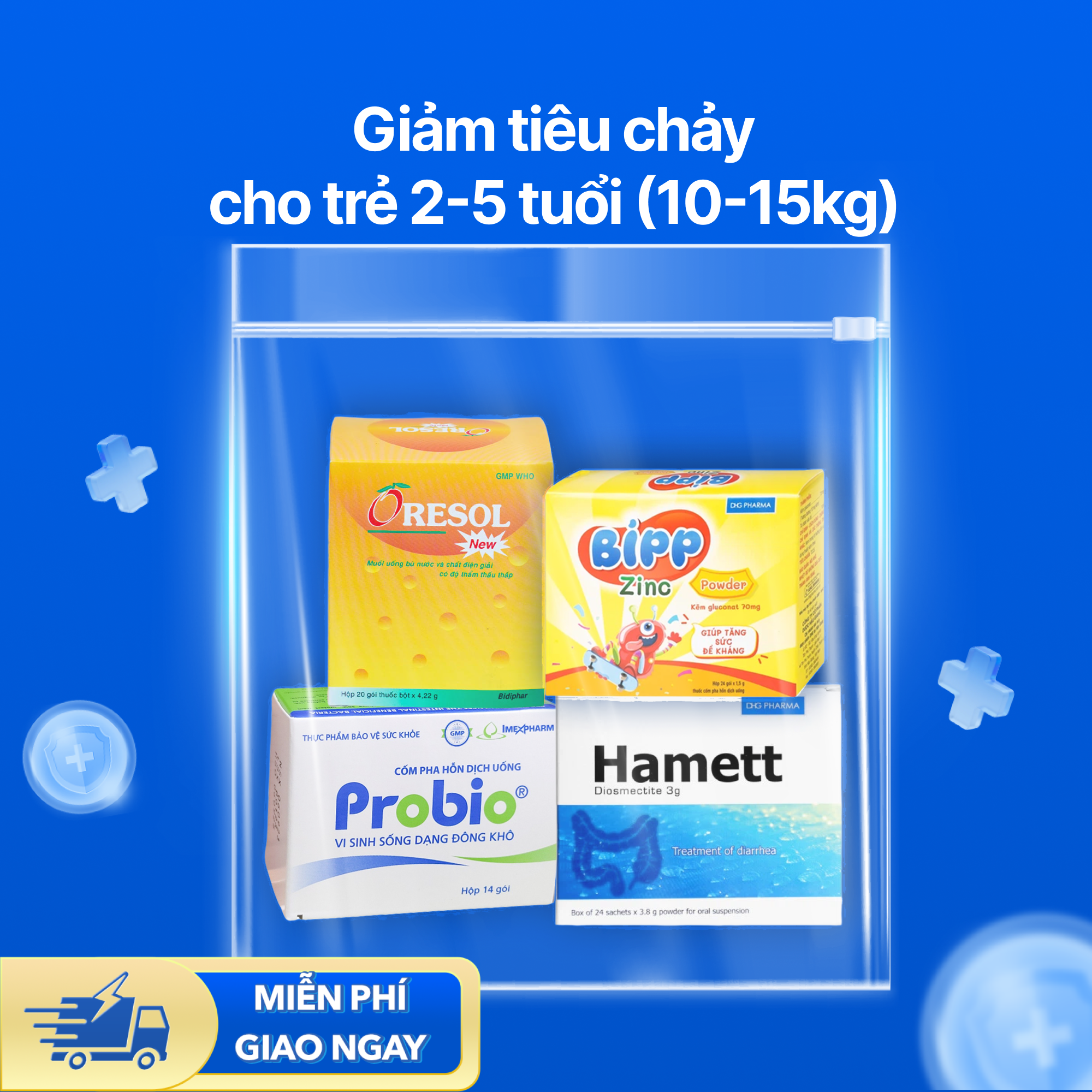 Nhóm sản phẩm giảm tiêu chảy cho trẻ từ 2-5 tuổi (Cân nặng 10-15kg)