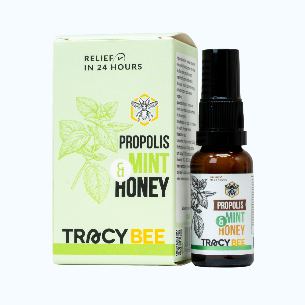 Xịt họng keo ong Tracy Bee Mint & Honey 20ml giảm đau họng, viêm họng