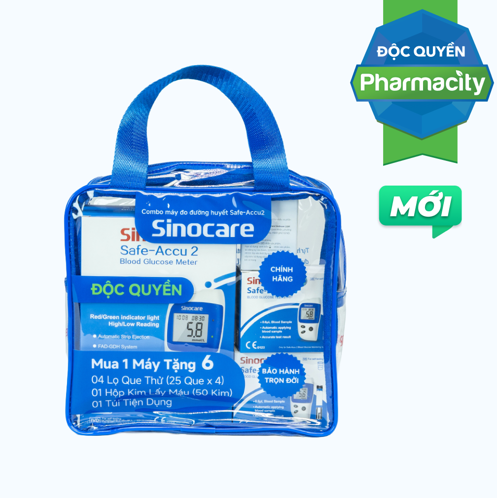 Sinocare Combo Máy Đo Đường Huyết Safe-Accu 2 (Mua 1 Tặng 6)