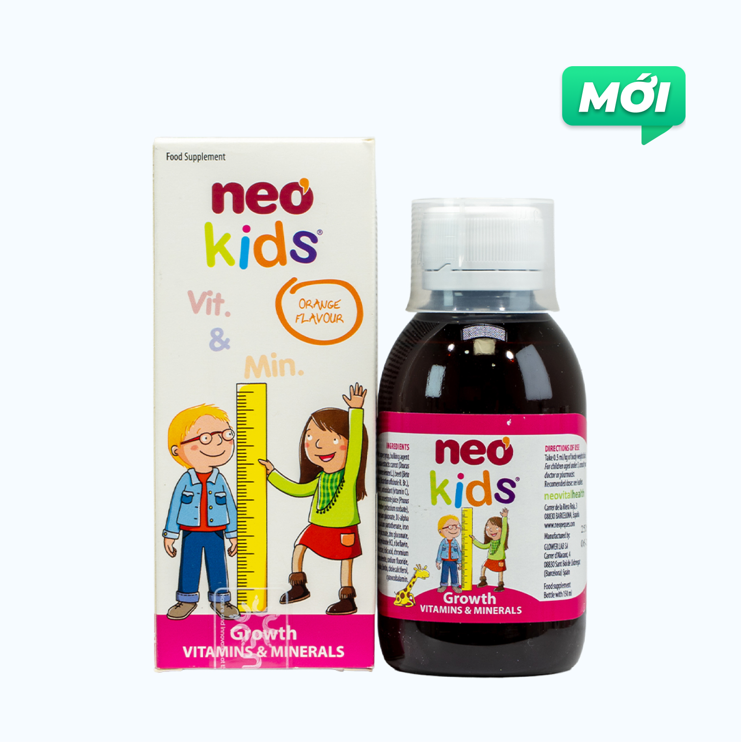 NEO KIDS® GROWTH Bổ Sung Vitamin & Khoáng Chất Cho Trẻ (Chai 150ml)
