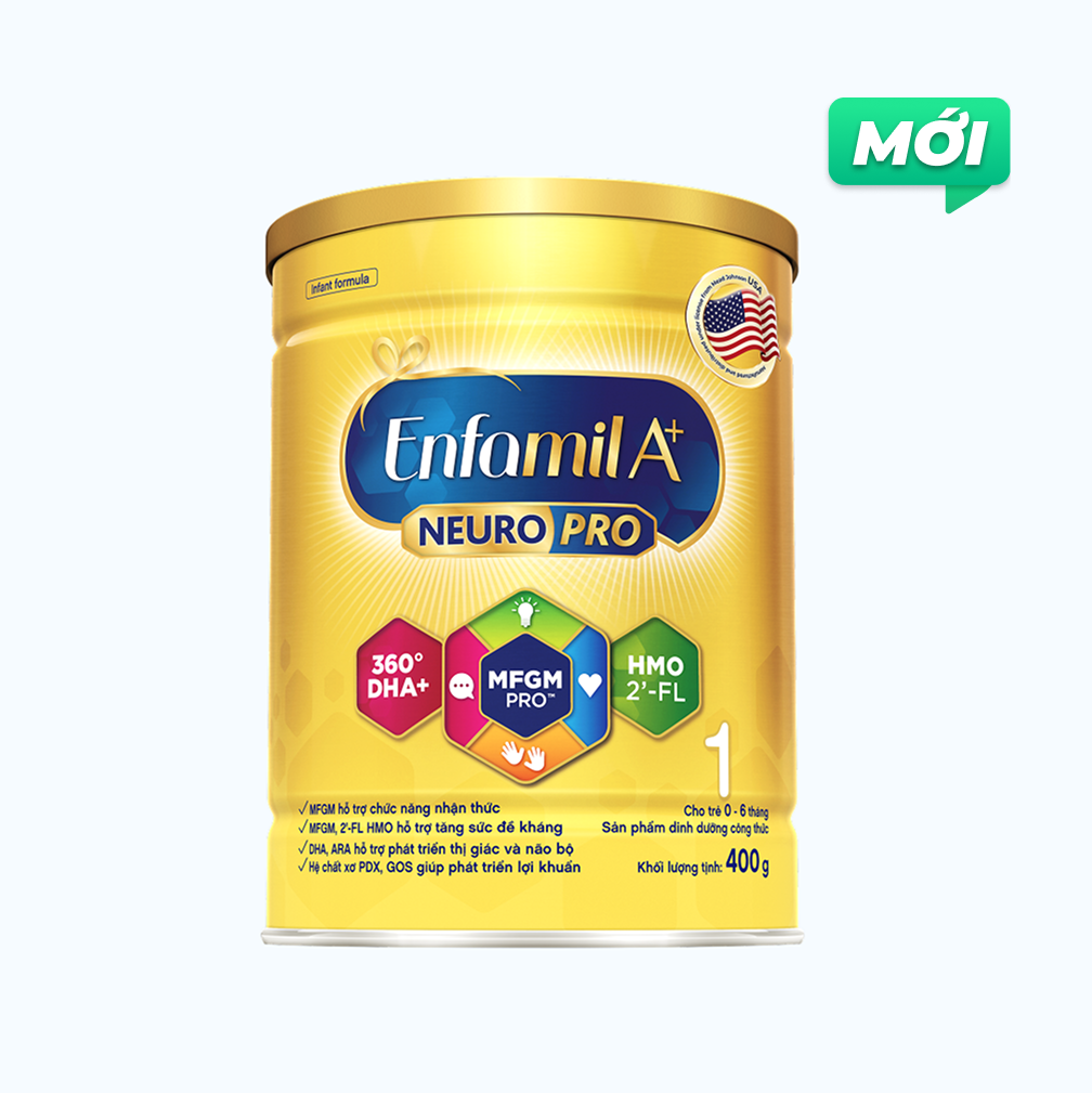 Sữa bột dinh dưỡng Enfamil A+ Neuropro Số 1 Cho Trẻ từ 0-6 Tháng (Lon 400g)