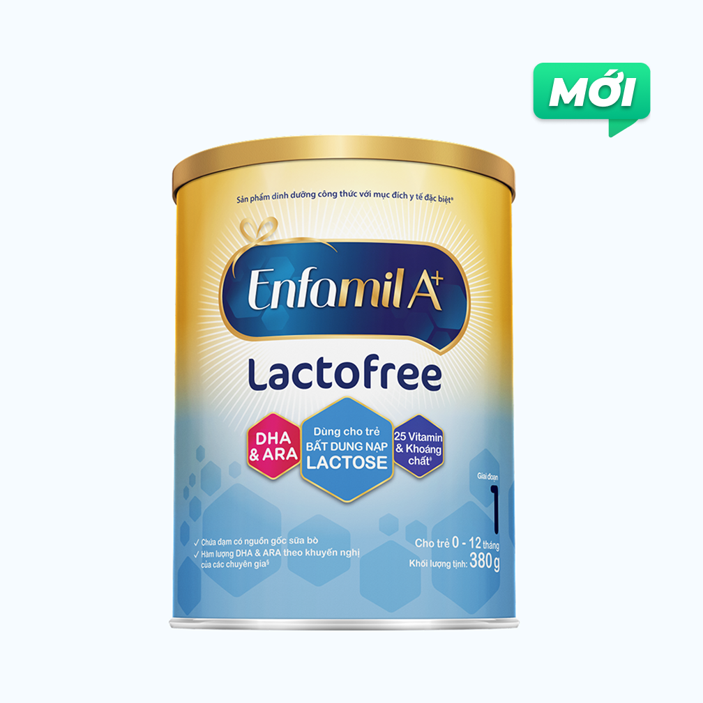 Sữa bột dinh dưỡng Enfamil A+ Lactofree cho trẻ bất dung nạp lactose 0-12 Tháng (Lon 380g)