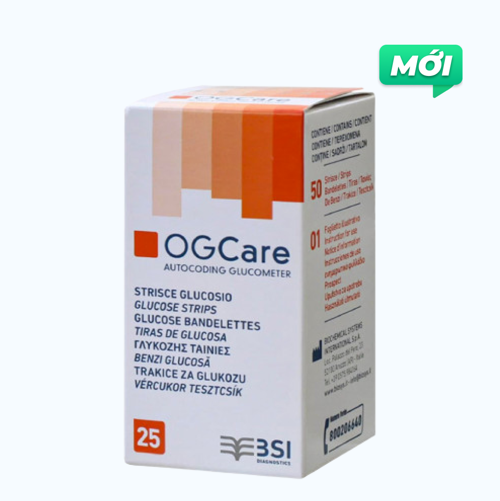 Que thử đường huyết OGCARE dùng cho máy đo đường huyế (hộp 25 que)