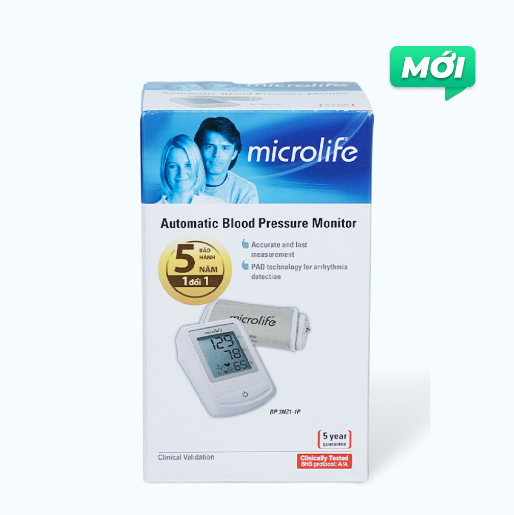 Máy đo huyết áp bắp tay MICROLIFE BP 3NZ1-1P, hỗ trợ tầm soát nhịp tim (hộp 1 cái)
