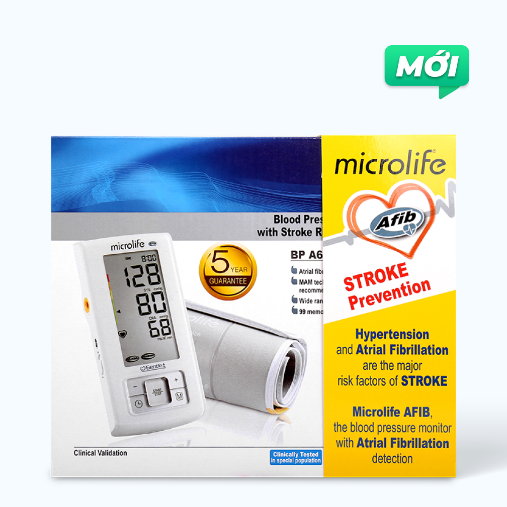 Máy đo huyết áp bắp tay MICROLIFE BP A6 Basic hỗ trợ tầm soát nhịp tim (1 cái)