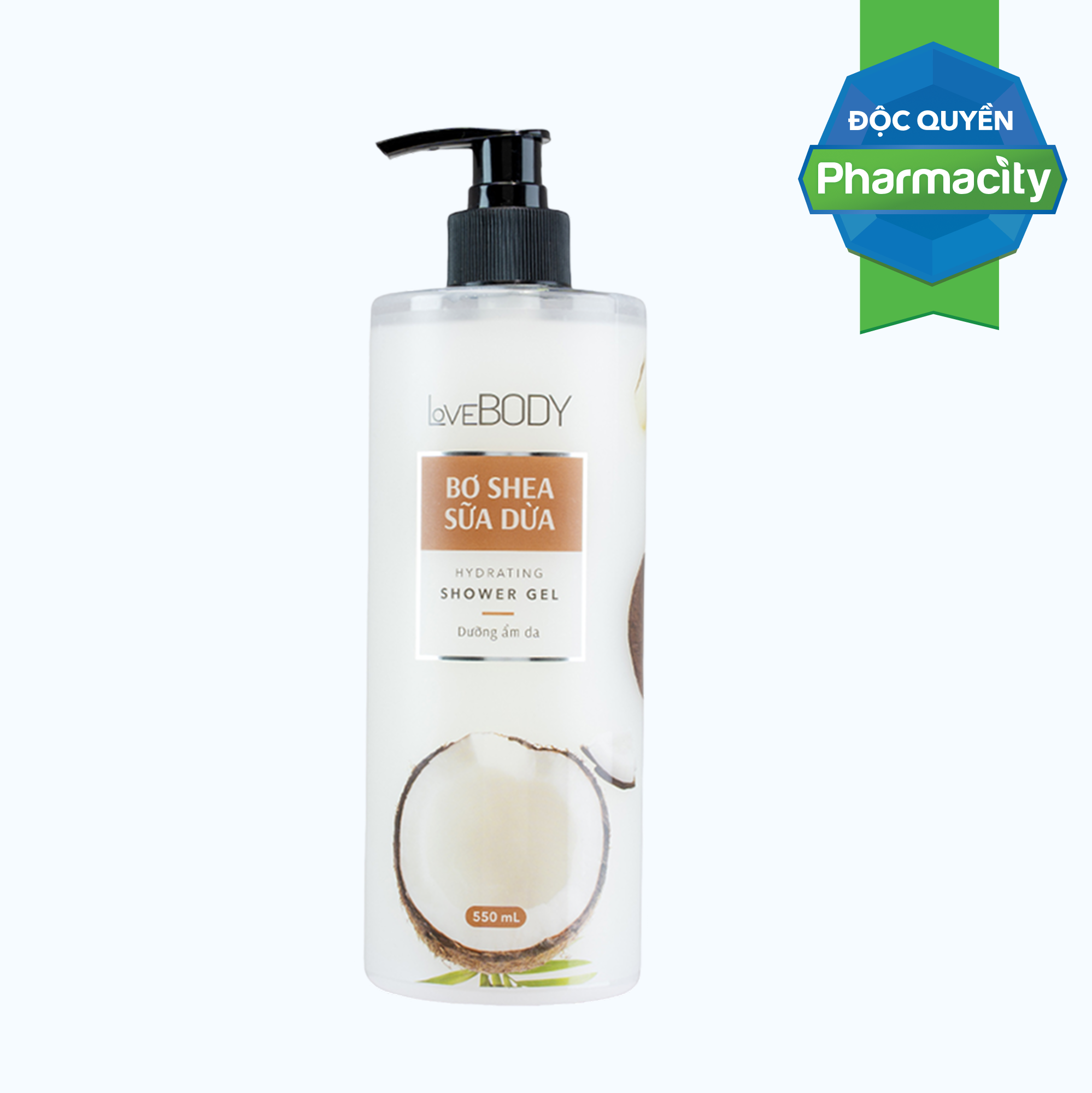 Sữa tắm Hương Bơ Shea Sữa Dừa Lovebody làm sạch da, không gây khô da 550g