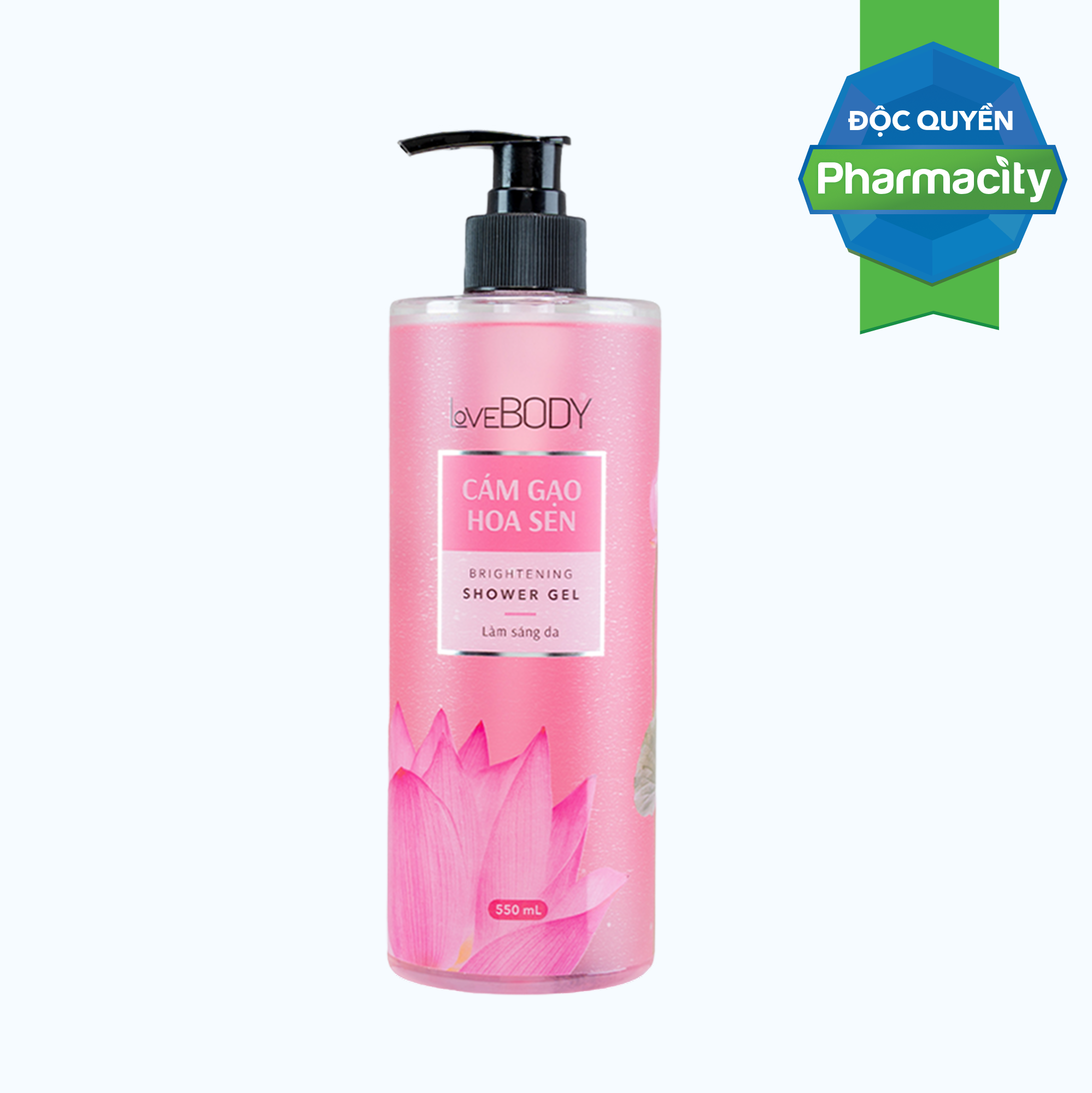 Sữa tắm Hương Cám Gạo Hoa Sen Lovebody làm sáng da, dưỡng ẩm sâu 550g
