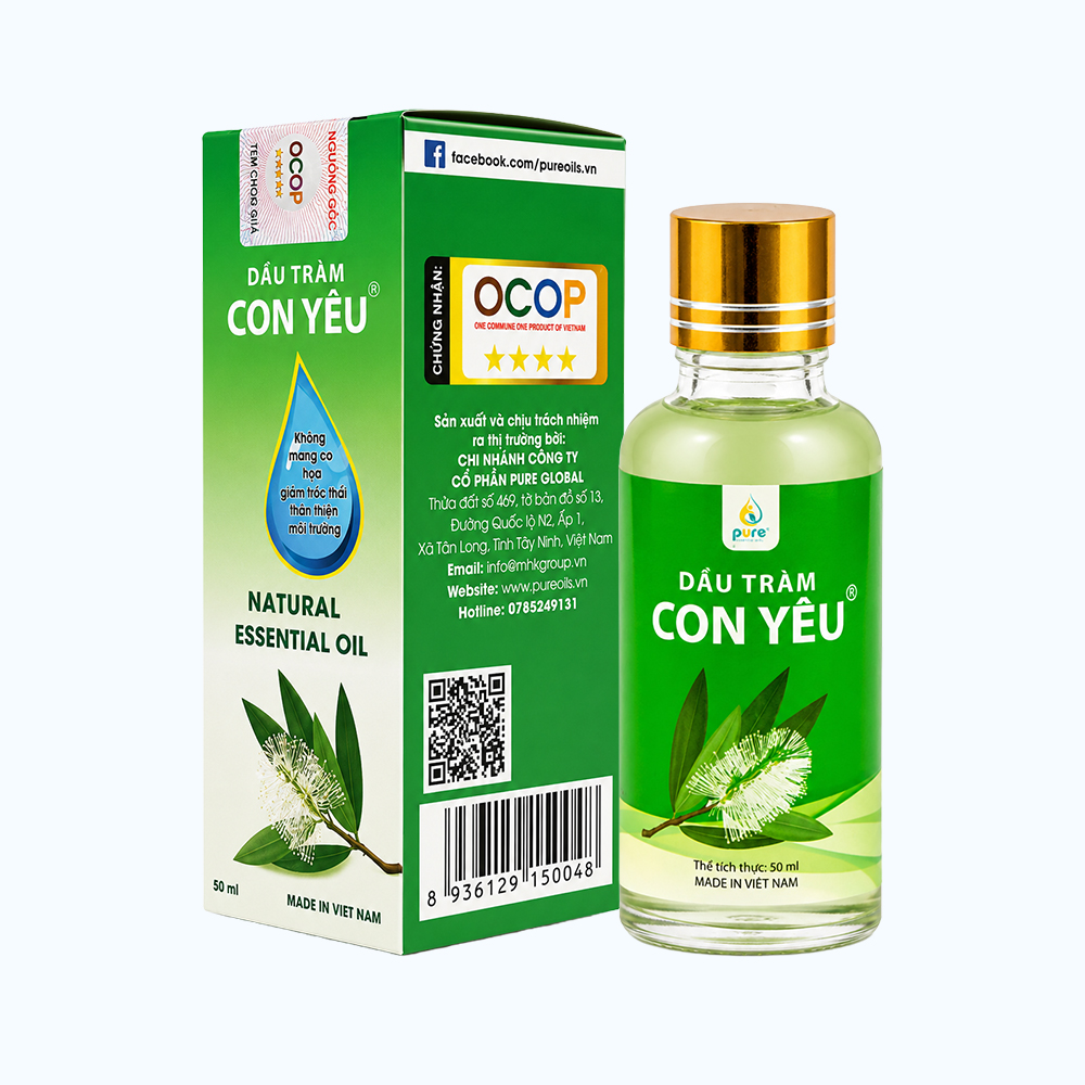Dầu tràm Con Yêu giúp giữ ấm, giảm triệu chứng ho, sổ mũi 50ml