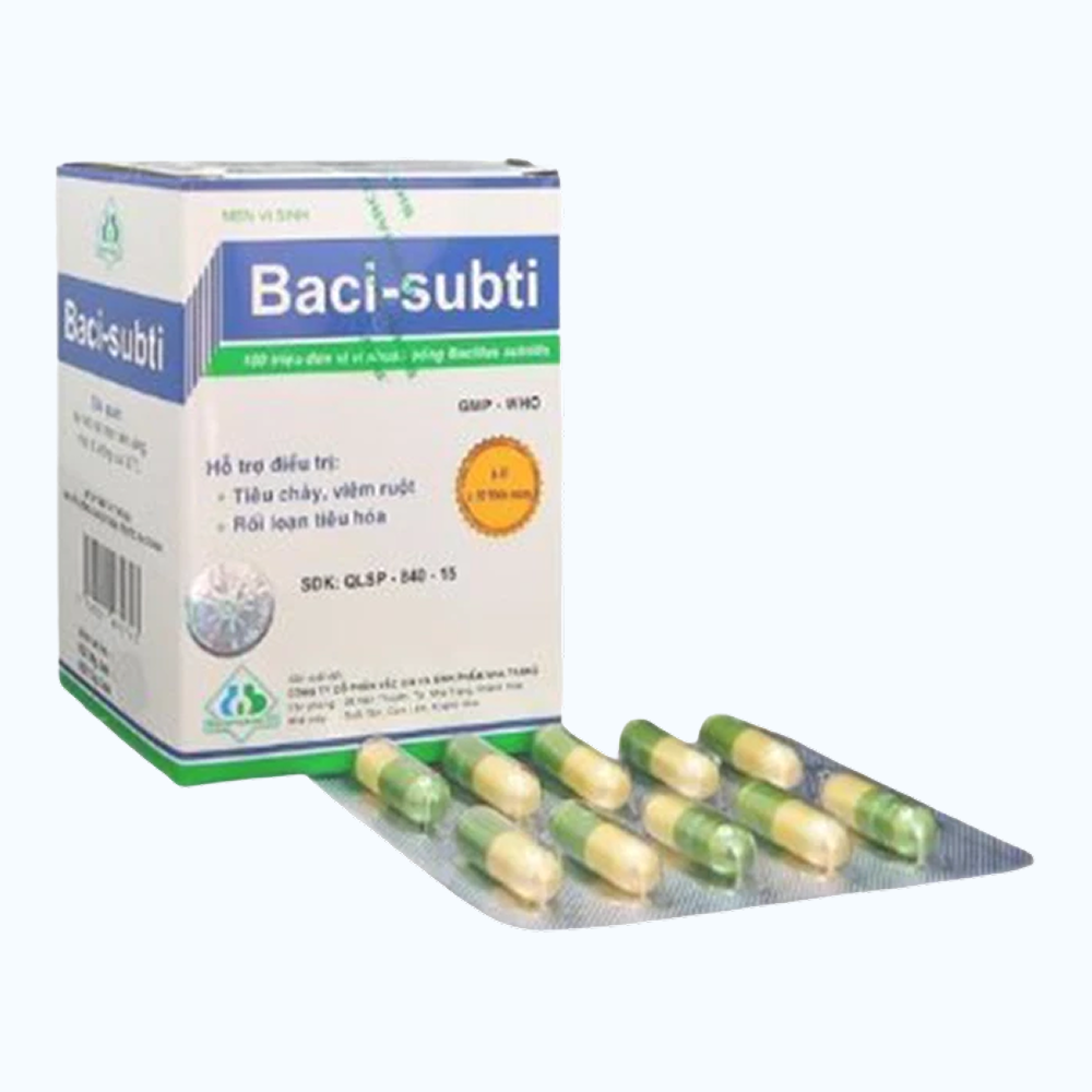 Men vi sinh Baci-subti hỗ trợ điều trị tiêu chảy, viêm ruột, rối loạn tiêu hóa (Hộp 60 Viên)