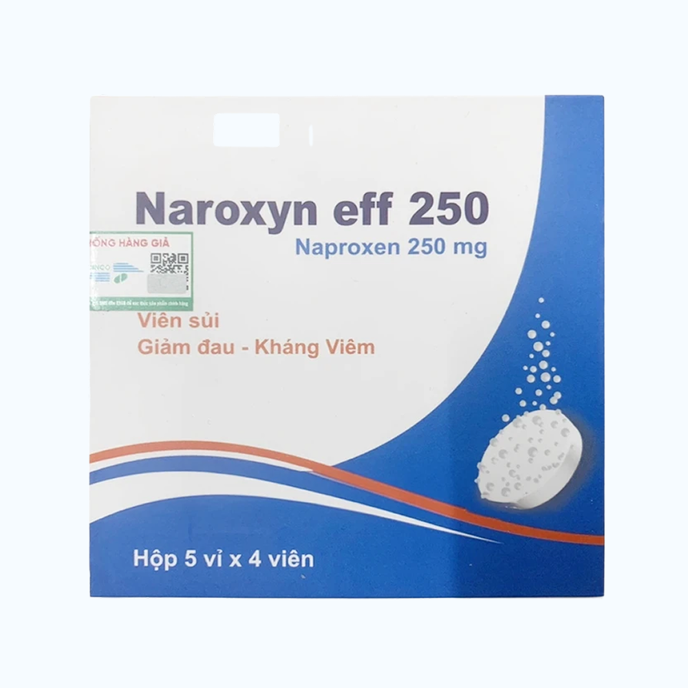 Viên sủi Naroxyn EFF 250 Hà Nam điều trị các bệnh về xương khớp, viêm cột sống dính khớp (5 vỉ x 4 viên)