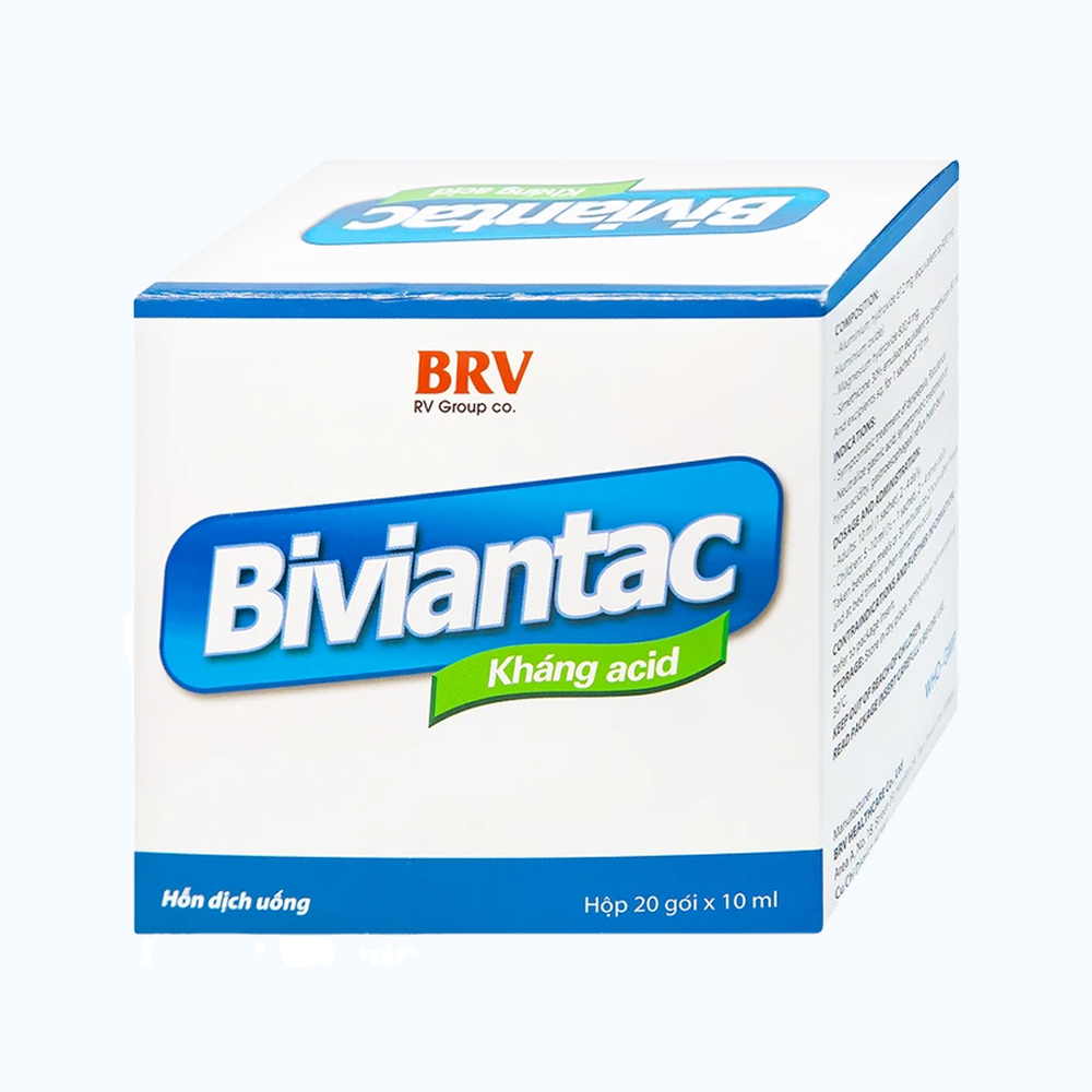 Biviantac BRV điều trị triệu chứng ăn không tiêu, đầy hơi (Hộp 24 gói x 10ml)