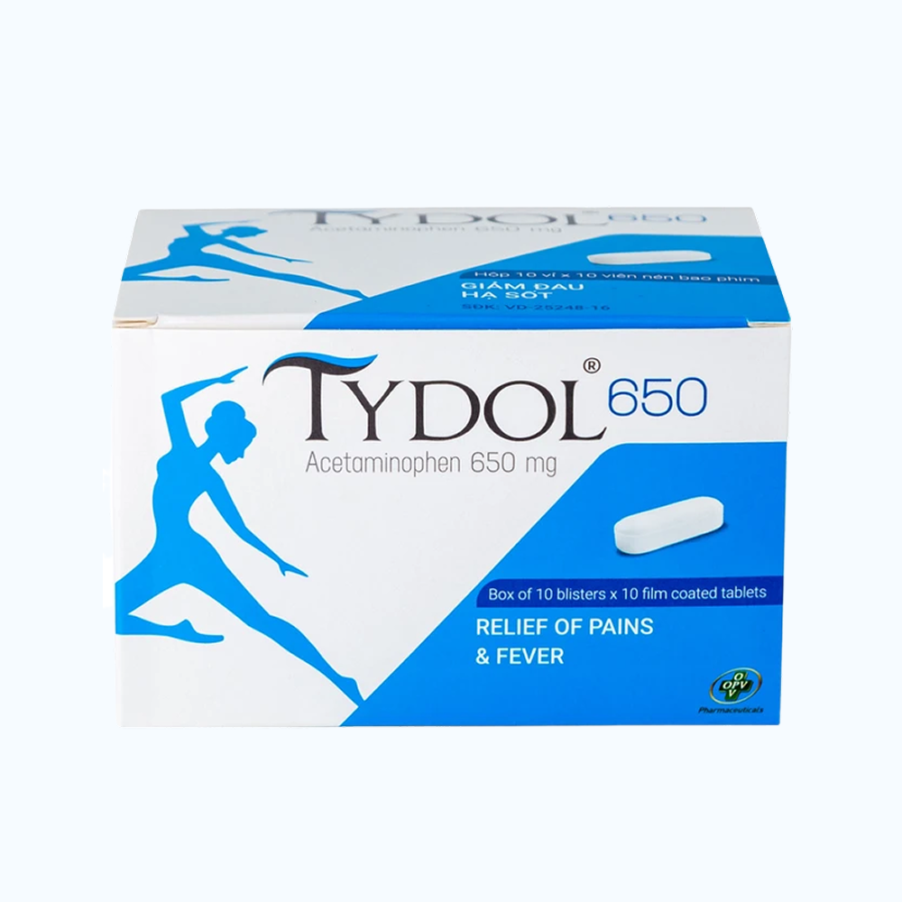 Thuốc Tydol 650 OPV giúp giảm đau và hạ sốt (10 vỉ x 12 viên)