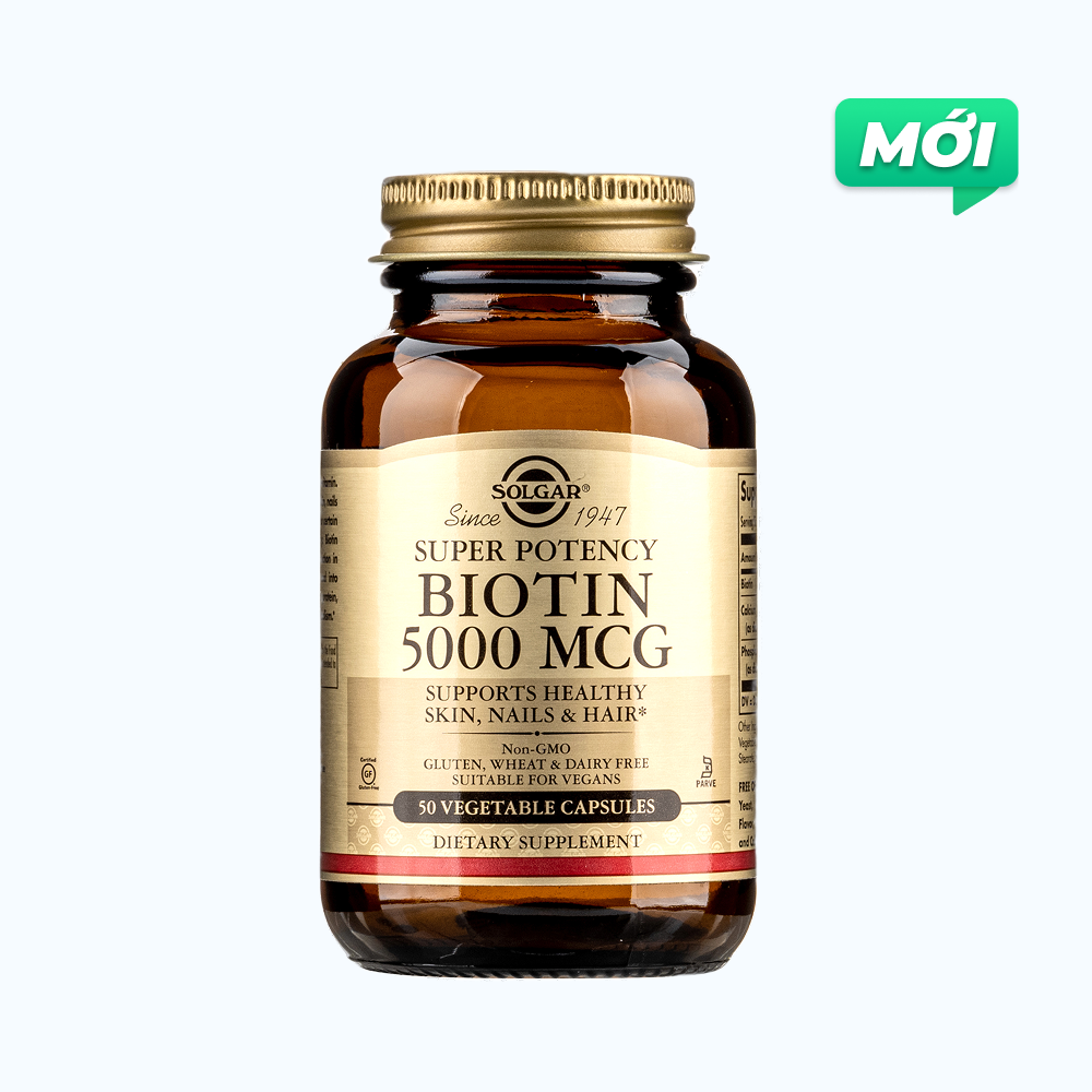 SOLGAR Biotin 5000 Mcg Hỗ Trợ Da Móng Tóc (Hộp 50 Viên)