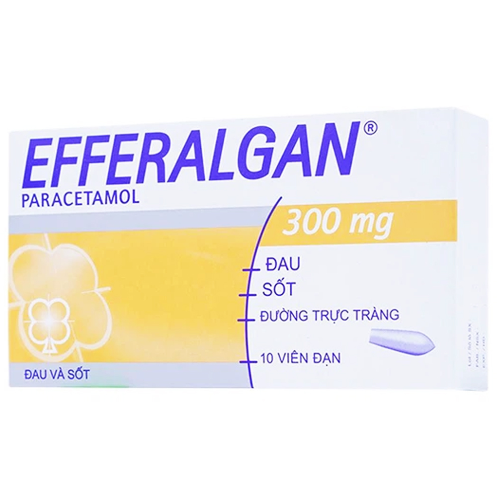 Thuốc nhét hậu môn Efferalgan 300mg điều trị giảm đau, hạ sốt (1 vỉ x 10 viên)