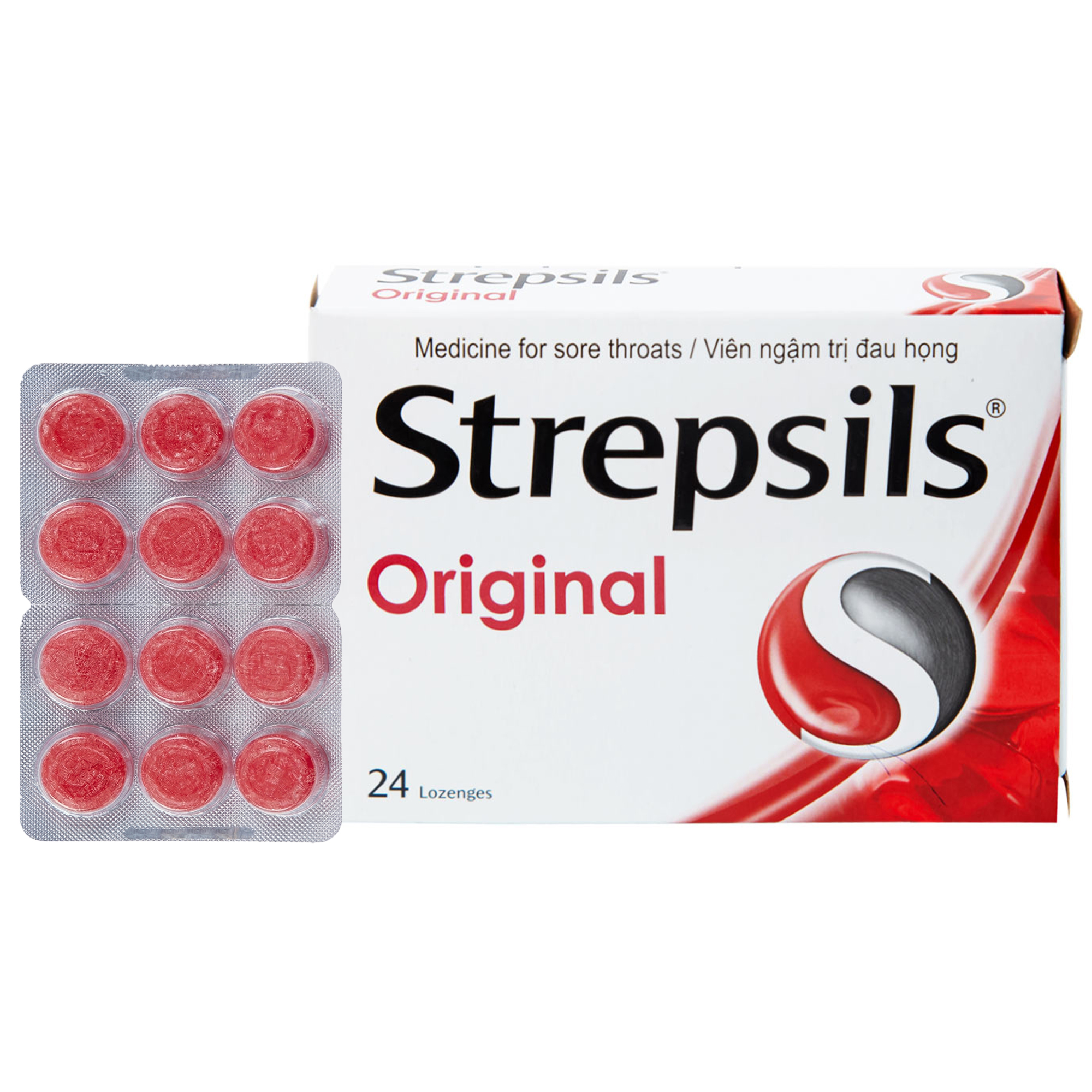 Viên ngậm Strepsils Original trị đau họng (2 vỉ x 12 viên)