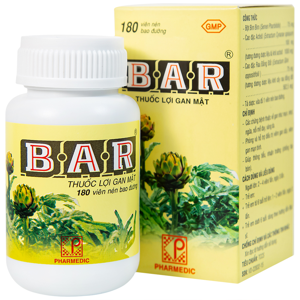 Thuốc BAR hỗ trợ các bệnh lý về gan, mật, nhuận trường (Chai 180 viên)