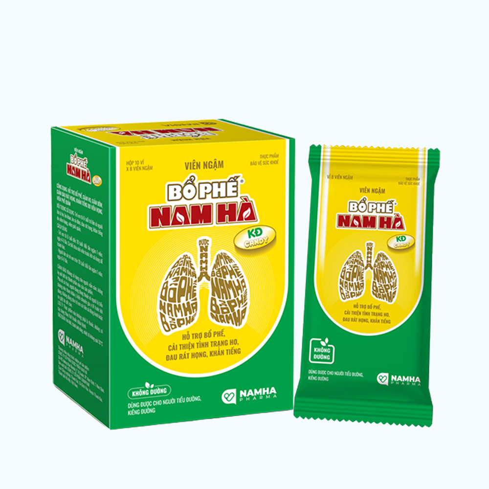 Kẹo Ngậm Bổ Phế Nam Hà Candy không đường (Hộp 10 vỉ x 8 viên)