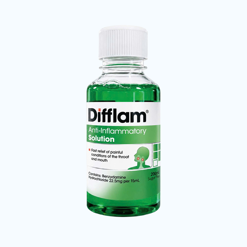Difflam Anti-Inflammatory Solution trị đau, viêm họng (Chai 200ml)