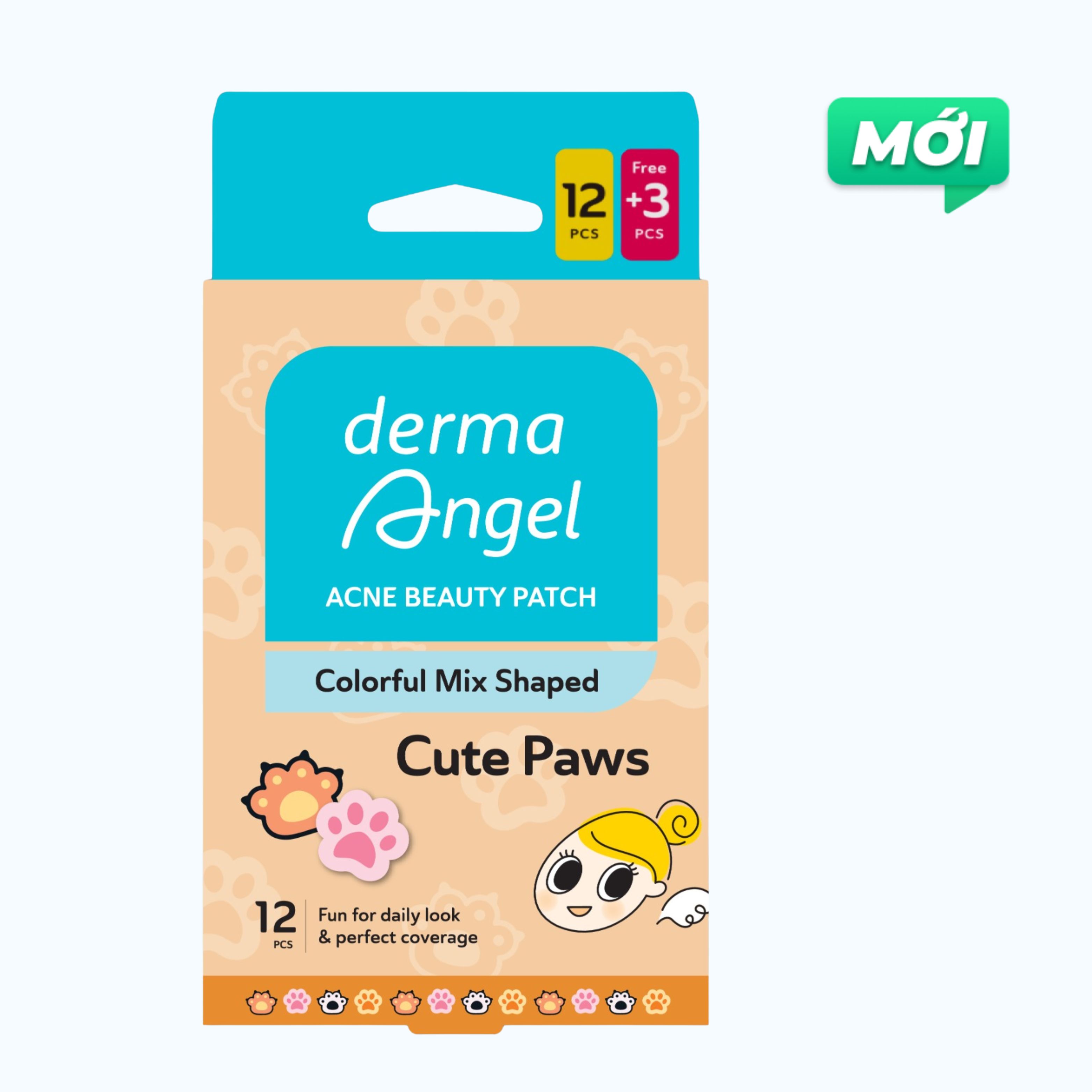 DermaAngel Miếng Dán Mụn Cute Paws - Chân Thú (12 Miếng/Hộp)